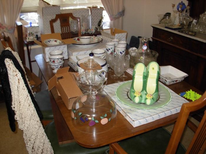 Dining set $350 for table 6 chairs and leaves..Princess House china pieces..all 60% off