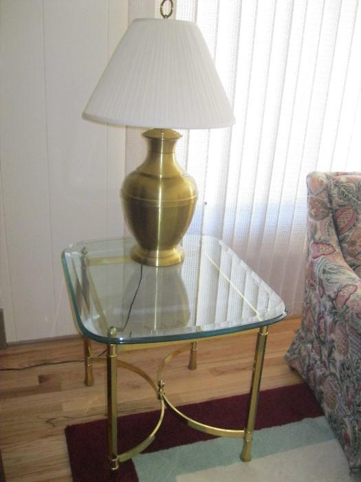 glass top/brass table   $30