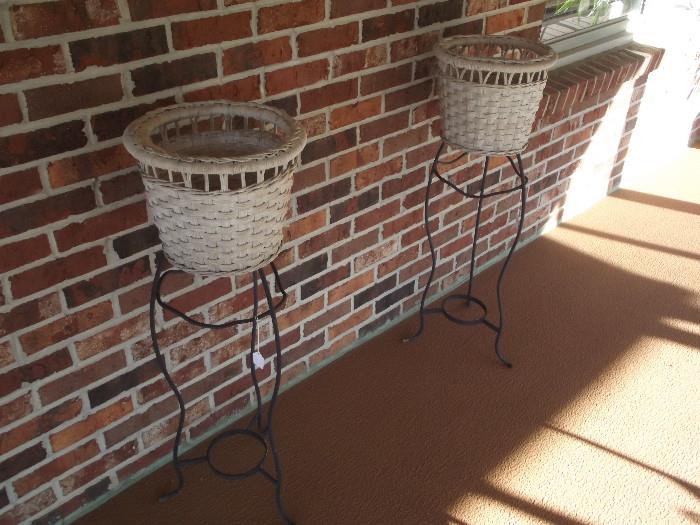Wrought Iron Planters with beautiful baskets.....