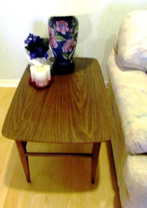 Vintage Danish Modern End Table. End Table is matching to Vintage Danish Modern Coffee Table which is pictured elsewhere.  Other items shown are also available.