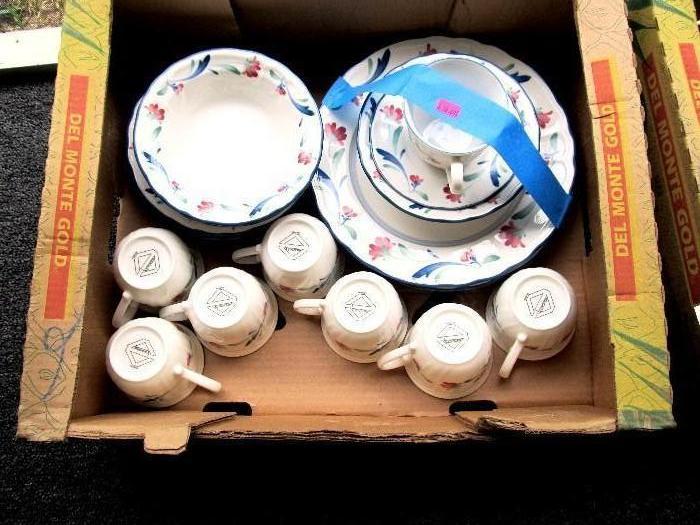 One of several china sets in this sale...this is a partial china set by Epoch with vibrant blue and red accents