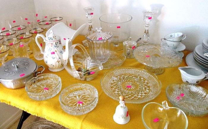 Some of the Collection of Glasswares...pressed glass,  stemwares, vases, and good china available in this sale.