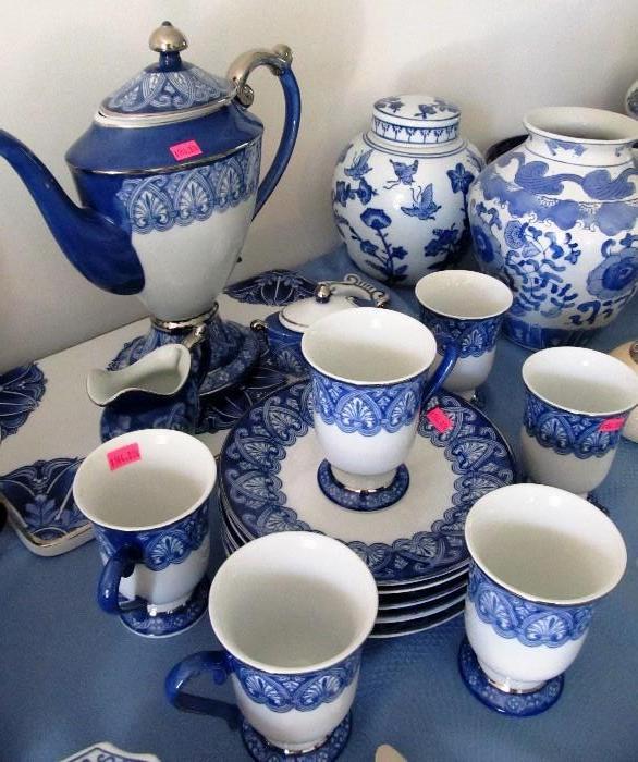 Good Collection of Blue & White Dishes...Teapot / Coffee service, Vases, serving dishes, platters & plates, accent pieces too.