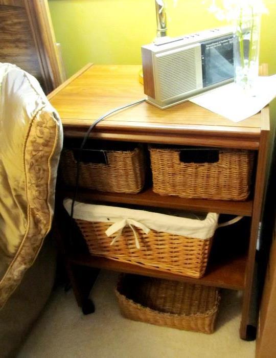 Night Stand / End Table with 2 bookshelves storage. Basketry shown are also available.