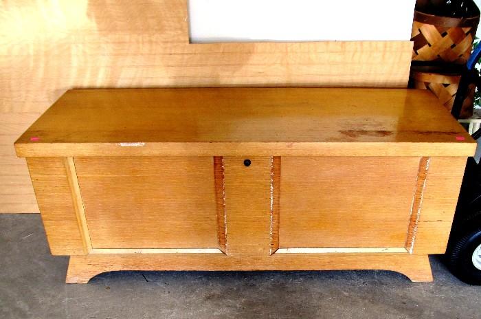 Large Vintage Lane Cedar Chest with Blond finish, large interior storage including an upper shelf storage ...and it has a key lock...with a key