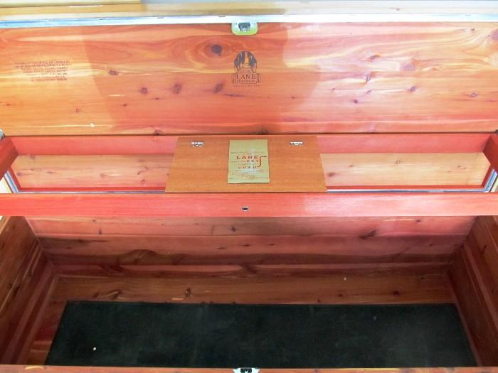 Large  Vintage Lane Cedar Chest with Blond exterior finish, large interior storage including an upper shelf storage ...and it has a key lock...with a key