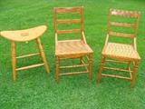 Amish made stool and caned chairs