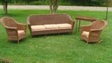 Four piece Wicker Set, damage to rocker's back