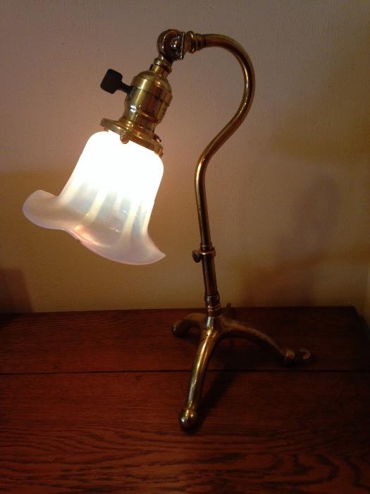 W.A.S. Benson lamp with original uranium glass shade
