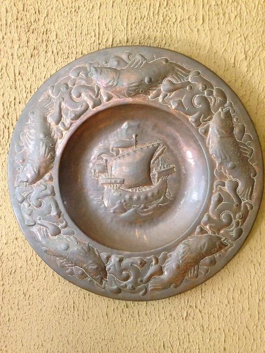 Newlyn hand-hammered copper charger
