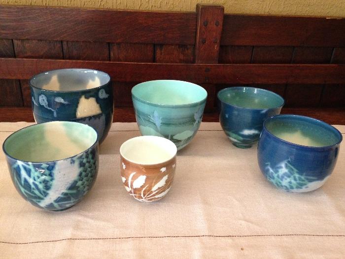 Set of 6 bowls by Chinese ceramic artist Xiaosheng Bi