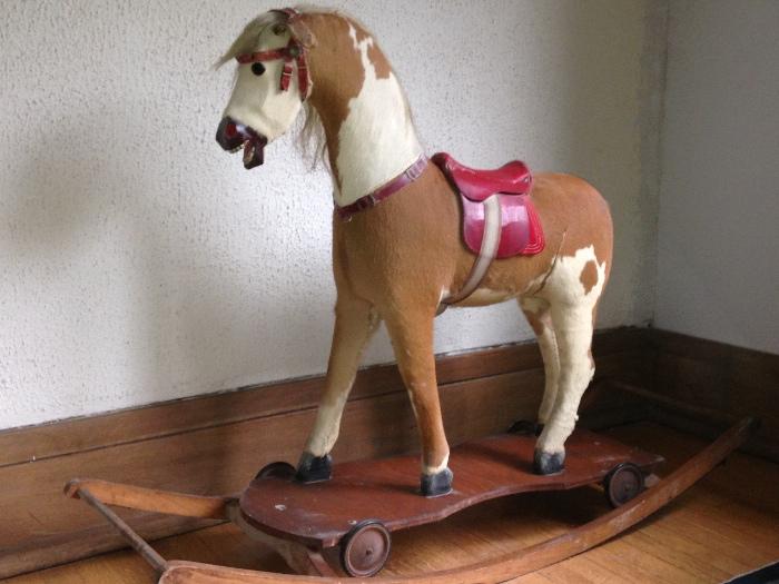 Near life-size rocking pony, vintage from Marshall Field's