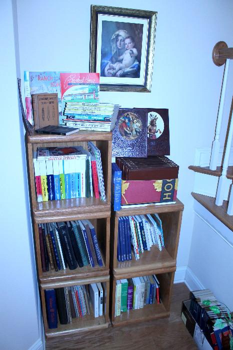 Bookshelves and books