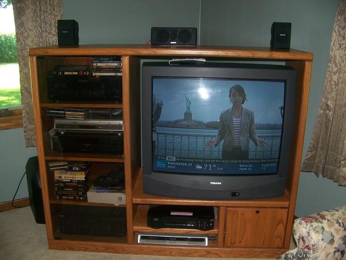 TV, cabinet and electronics