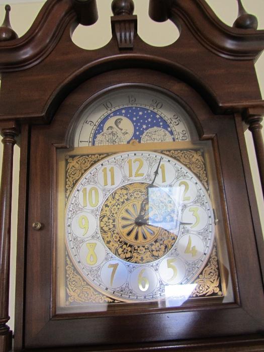 Close up of Ethan Allen Grandfather Clock - Weight Driven - Oiled annually, keeps perfect time 
