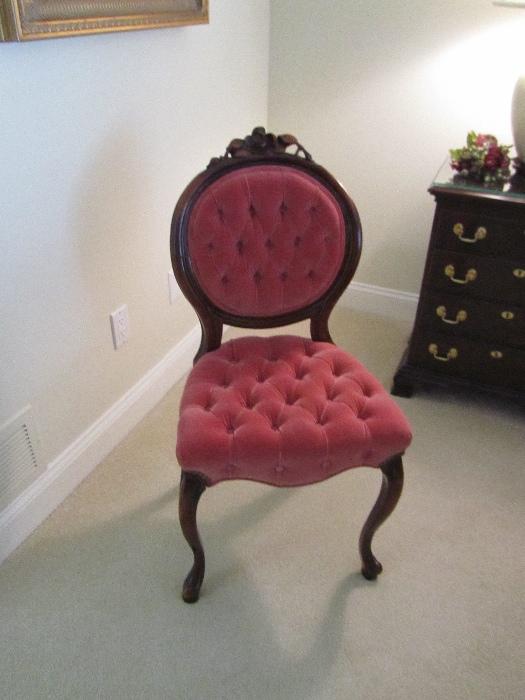 Victorian French tufted side chair 