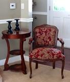 Marquetry Side Table Carved Wood Frame Side Chair