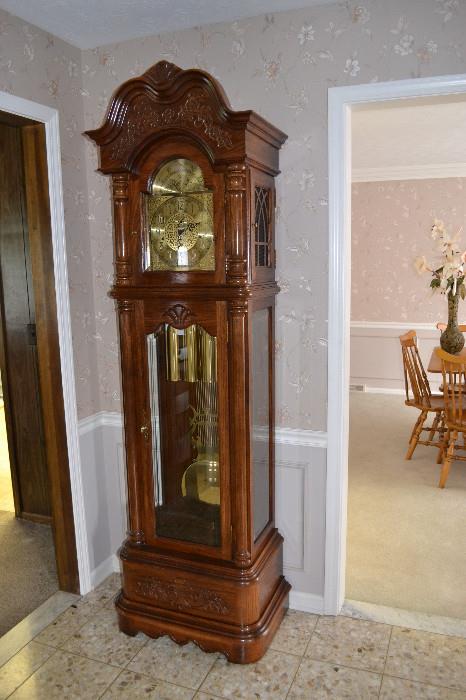 Ridgeway Grandfather Clock suitable for the foyer or living room of any fine home. 