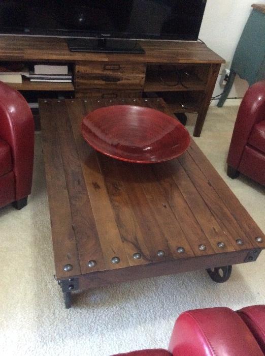 Primitive Warehouse Style Cart Coffee Table