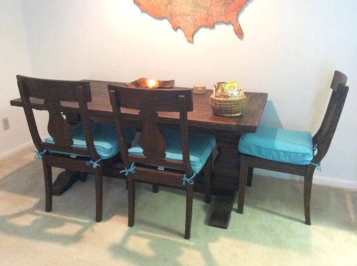 Farm Style Table 4 Chairs & Bench