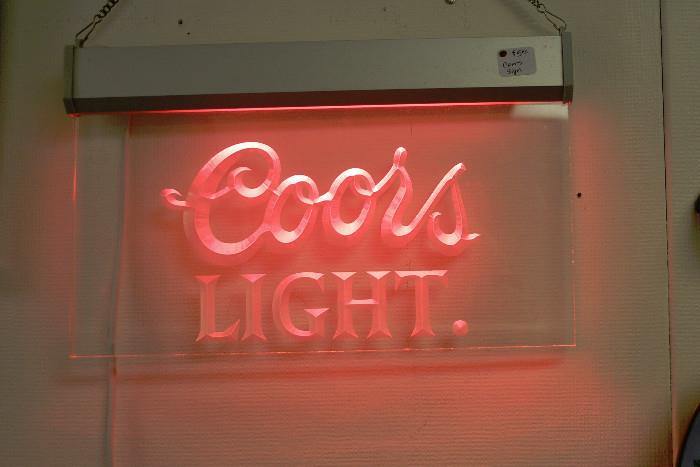 Backlit Coors Light sign