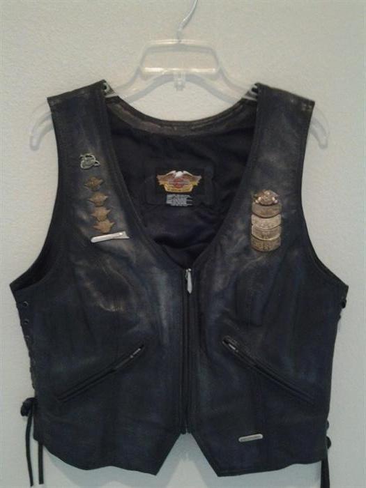 Leather Harley Davidson vest with pins
