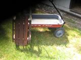 Antique Childs Wagon and Antique Sled