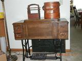 Treadle Sewing Machine and Sewing Baskets