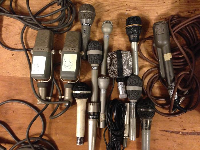 Just a few of the many microphones and cords