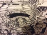 Prison Art drawn on a mans handkerchief