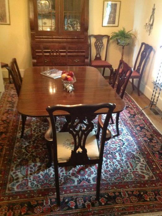 Duncan Phyfe Dining Table with 7 total Chairs (includes 1 captain's chair)  6' long x 4' wide $ 500.00