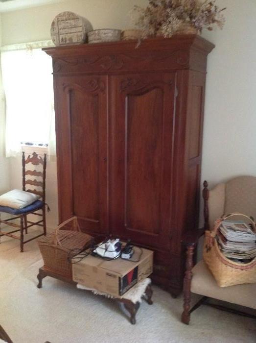 Solid Wood Antique Armoire (86" tall x 60" wide) $ 500.00