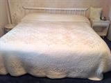 King bed set sold with linens.  Very nice with side tables and matching dresser 