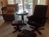 ...not so great picture of a quite nice side chair and black chair with ottoman -- much better in person!