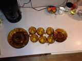 Vintage amber glass set for 6