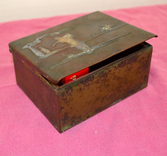 Heintz Bronze box with Sterling Overlay