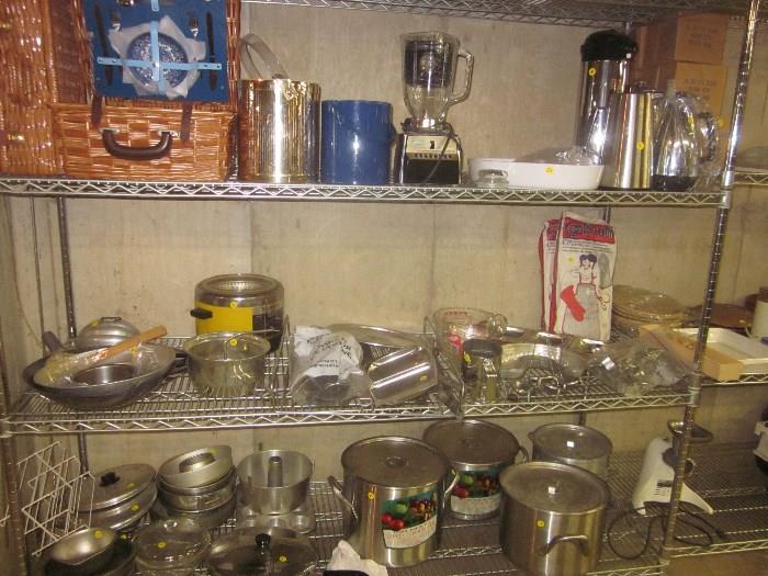 Kitchen supplies, pots, pans, small  appliances