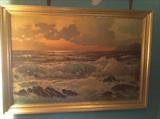 mid-century ocean scene print
