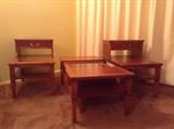 Beautiful solid wood end tables and coffee table set, by Mersman