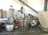 Vintage mixer with glass, vintage Tupperware and other kitchenware
