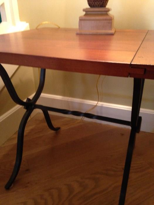 Iron and wood end table