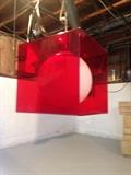 Vintage Red Lucite Hanging Light Fixture