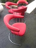 Vintage Selig Red/Chrome Barrel Chairs