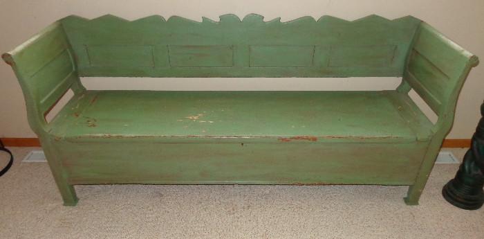 Painted Scandinavian settle bench
