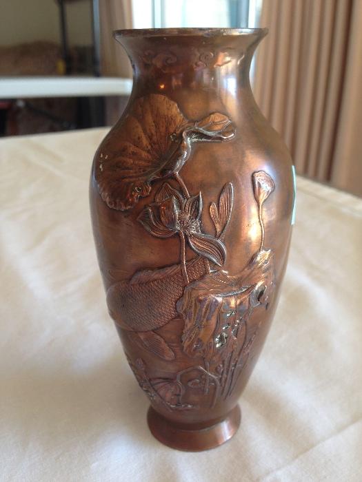 Art Nouveau copper vase