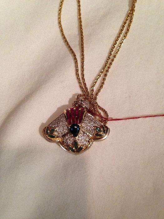 Bellarri sapphire, ruby and diamond pendant