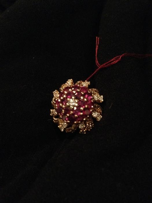 1960s' ruby and diamond cocktail ring