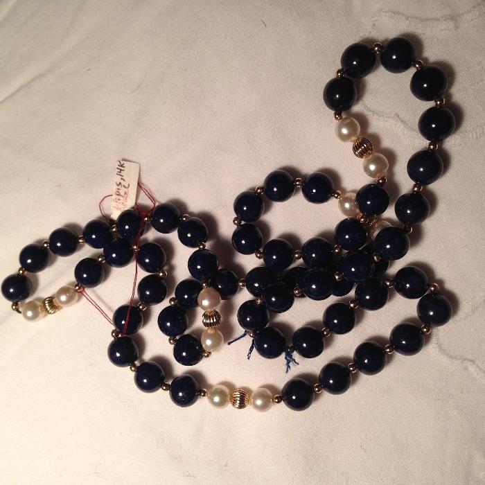 Lapis/14K/pearl necklace