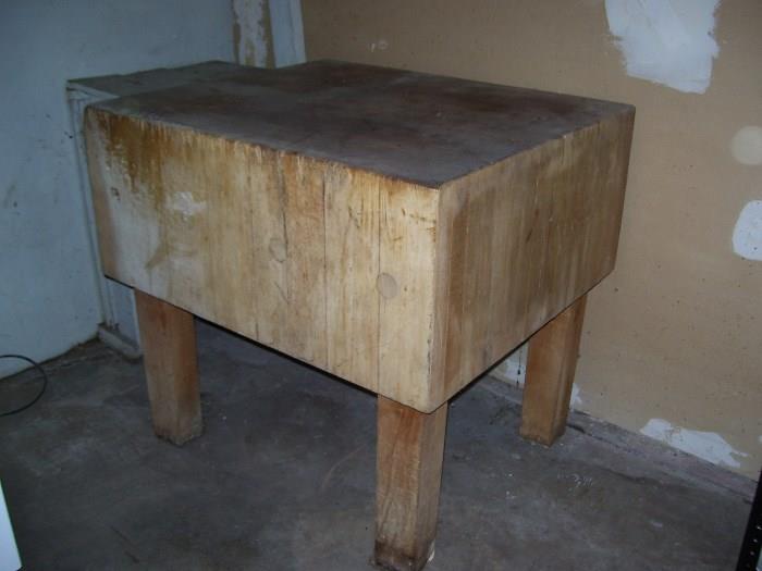 Butcher block table, extremely heavy, needs a little tlc and 4 guys to move it, it's from a St. Louis meat packing company