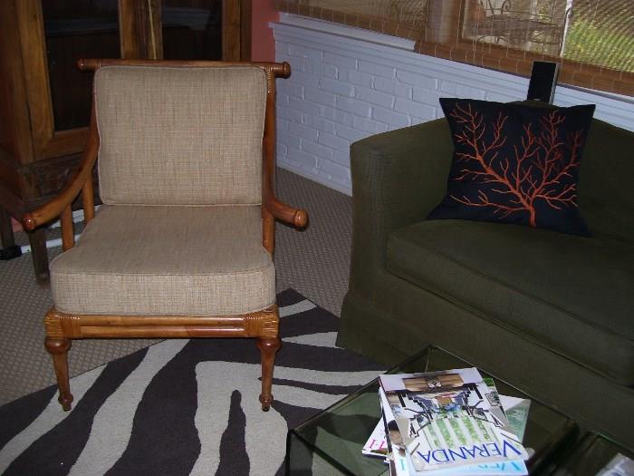 Re-upholstered McGuire armchair